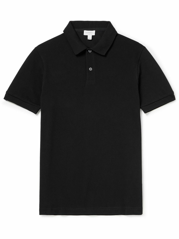 Photo: Sunspel - Cotton-Piqué Polo Shirt - Black