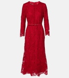 Monique Lhuillier Belted lace midi dress