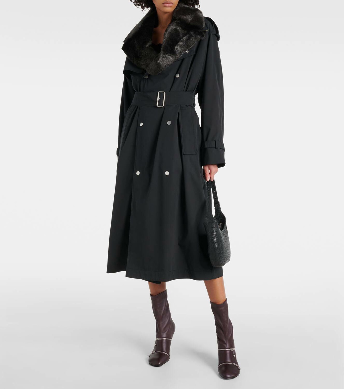 Burberry Kennington faux fur-trimmed trench coat Burberry