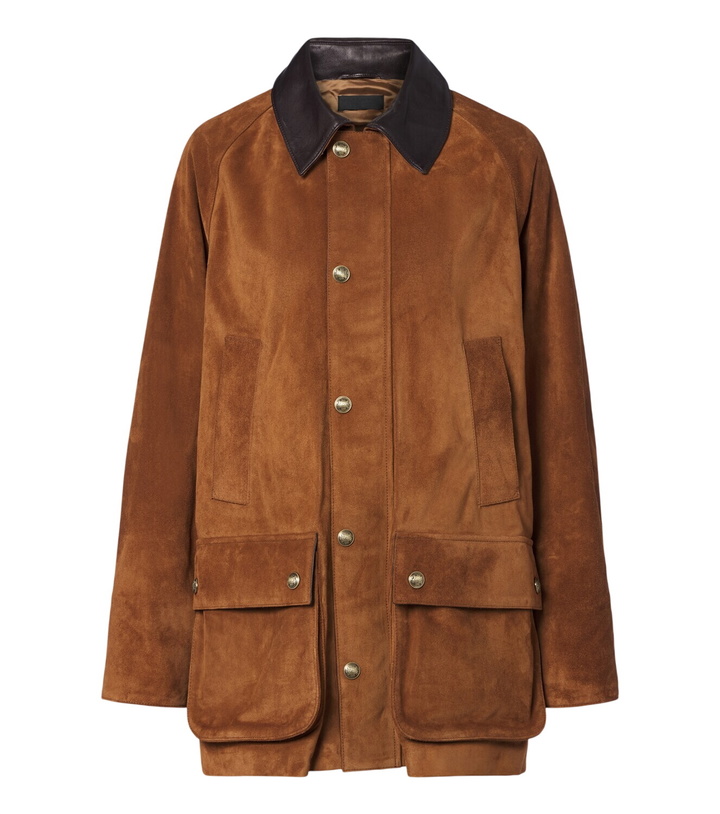 Photo: Nili Lotan Kedem leather-trimmed suede jacket