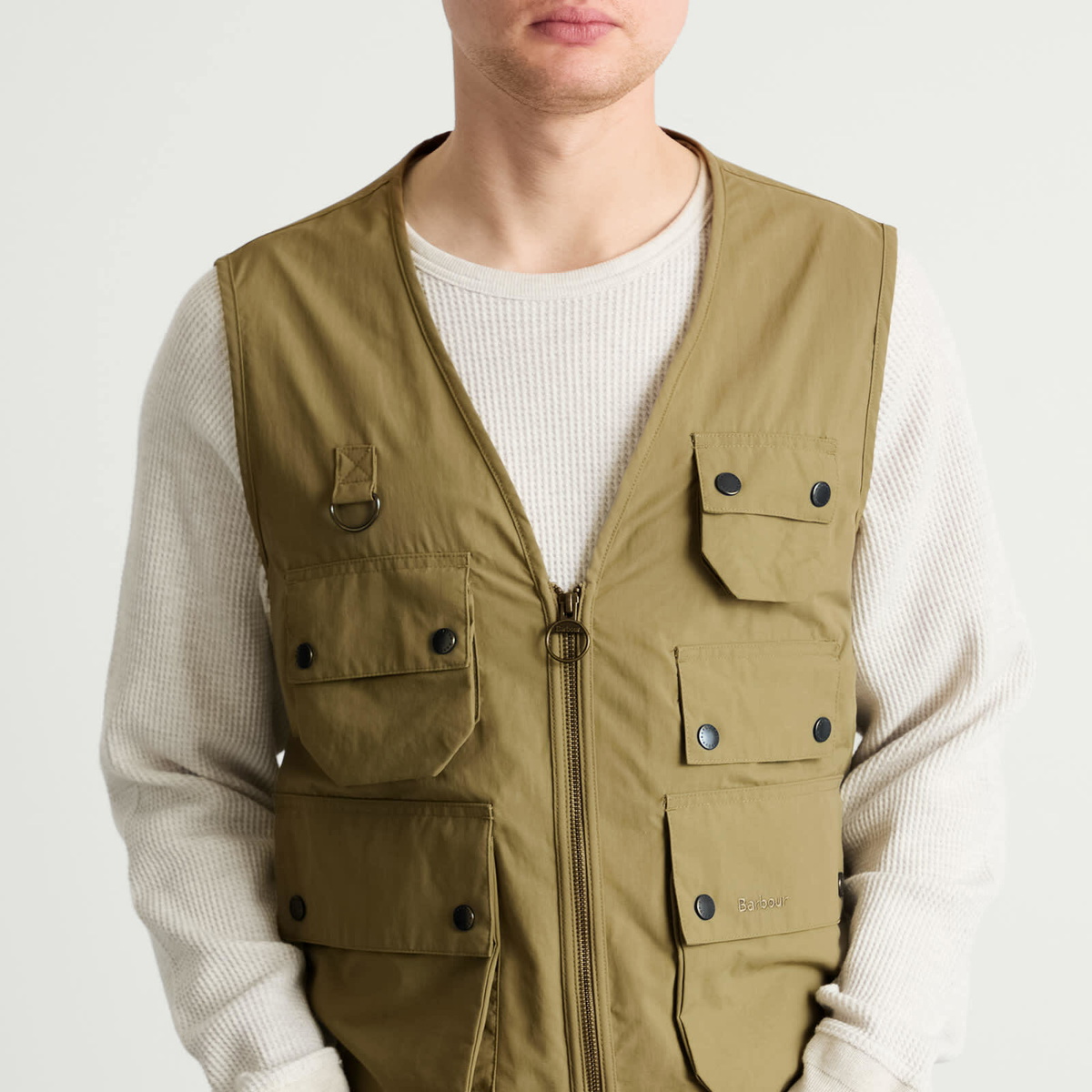 Barbour Men's Heritage + Utility Editor Casual Vest in British Khaki