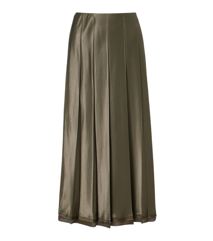 Photo: Vince Pleated satin midi skirt
