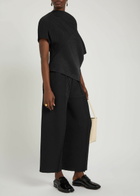 Issey Miyake Pleated Crepe-plissé Trousers Black