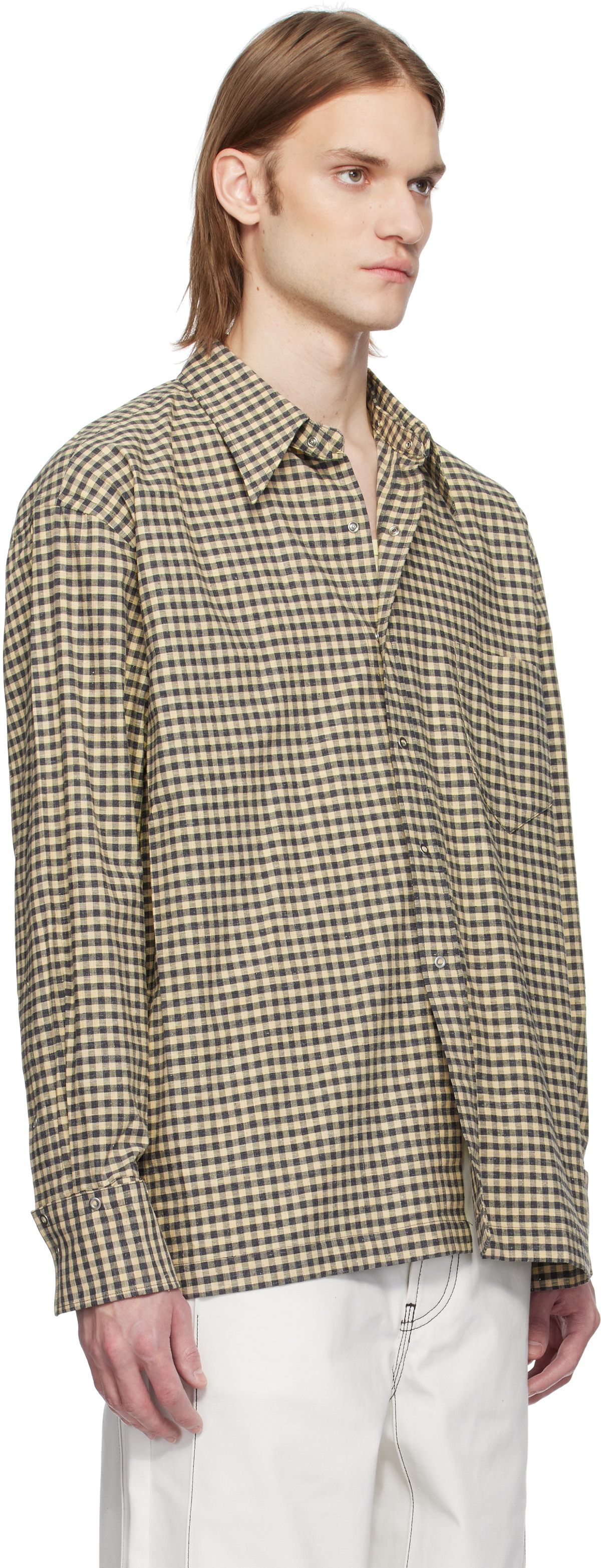 Karmuel Young Yellow & Black Check Square Snap Off Shirt