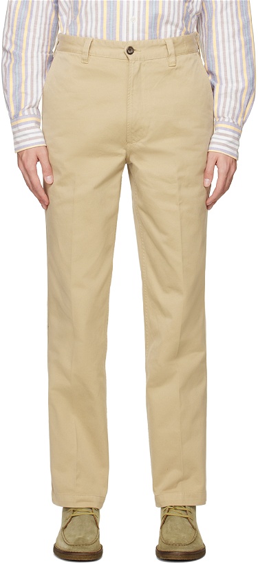 Photo: Drake's Beige Flat Front Trousers