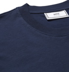AMI - Logo-Embroidered Cotton-Jersey T-Shirt - Blue