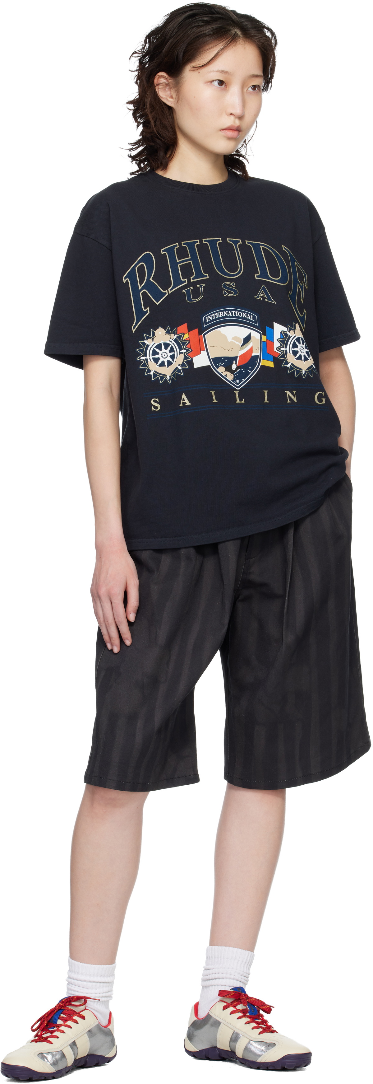 Rhude Black USA Sailing Icon T-shirt