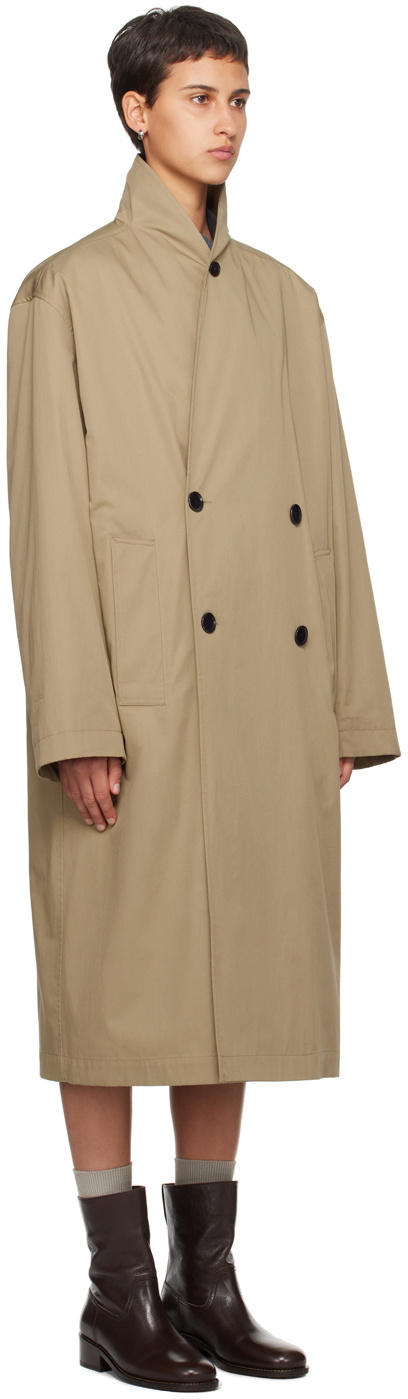 LEMAIRE Beige Wrap Collar Trench Coat Lemaire