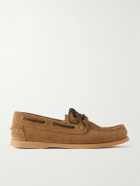 Mr P. - Leather-Trimmed Suede Boat Shoes - Brown
