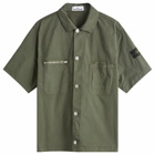 Stone Island Men's Stretch-TC Garment Dyed Short Sleeve Overshirt in Musk