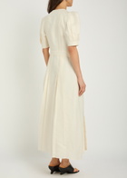 Gabriela Hearst Patricia Belted Linen Midi Dress Ivory