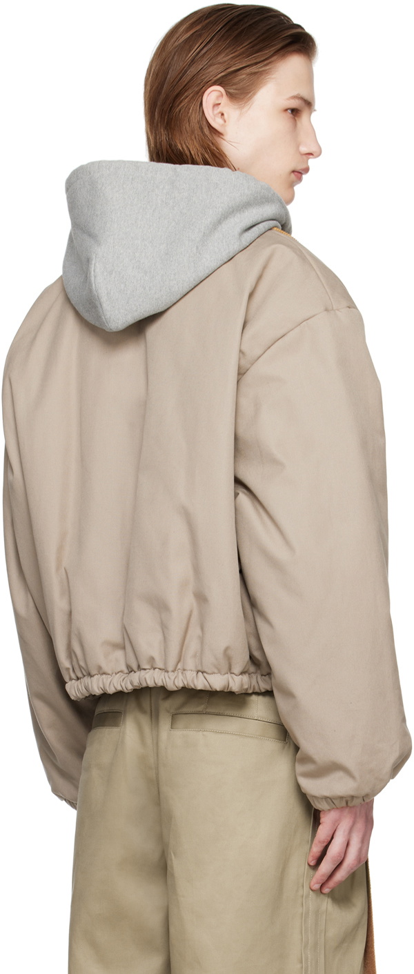 Meryll Rogge Taupe Hooded Bomber Jacket