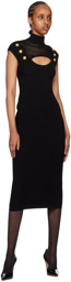 Balmain Black Cutout Midi Dress