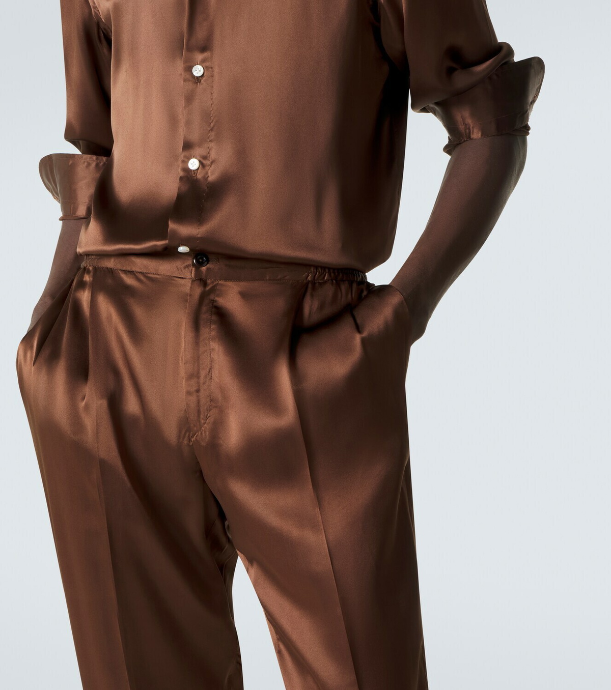 Rubinacci Reversible silk straight pants