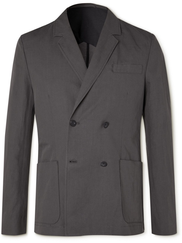 Photo: MR P. - Unstructured Double-Breasted Linen and Cotton-Blend Suit Jacket - Black