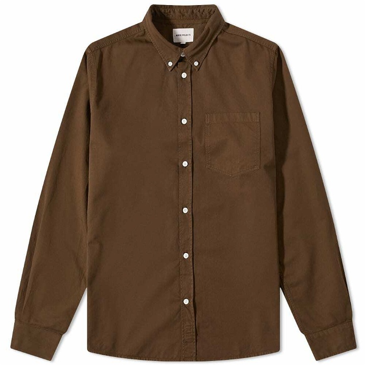 Photo: Norse Projects Men's Anton Light Twill Button Down Shirt in Dark Olive