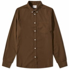 Norse Projects Men's Anton Light Twill Button Down Shirt in Dark Olive