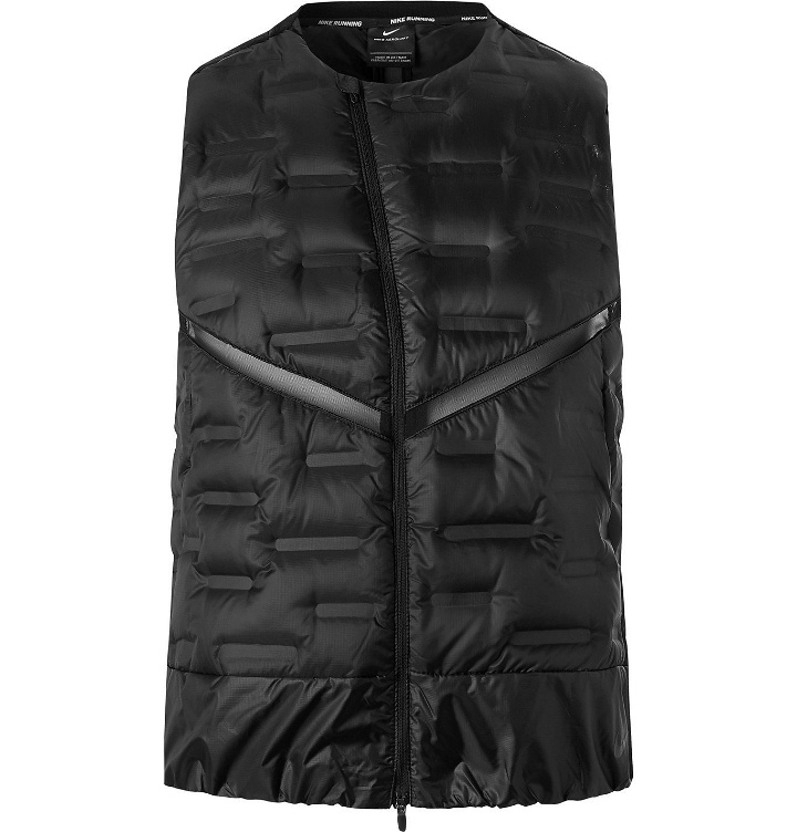 Photo: Nike Running - AeroLoft Mesh-Panelled Quilted Shell Gilet - Black
