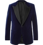 Kingsman - Navy Slim-Fit Satin-Trimmed Cotton-Velvet Tuxedo Jacket - Navy