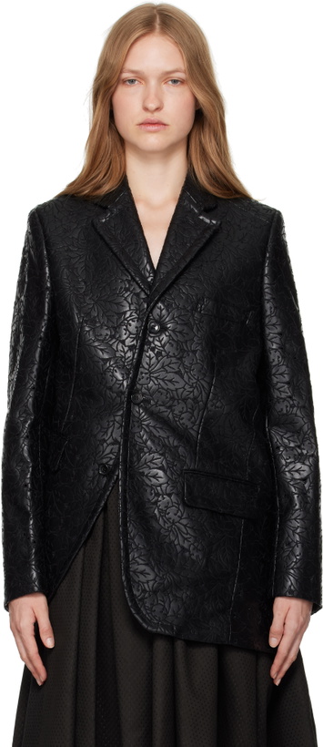 Photo: Comme des Garçons Black Faux Leather Allover Embroidery Blazer