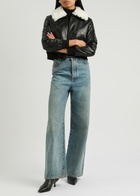 Alice + Olivia Willard Faux Fur-trimmed Faux Leather Jacket Black