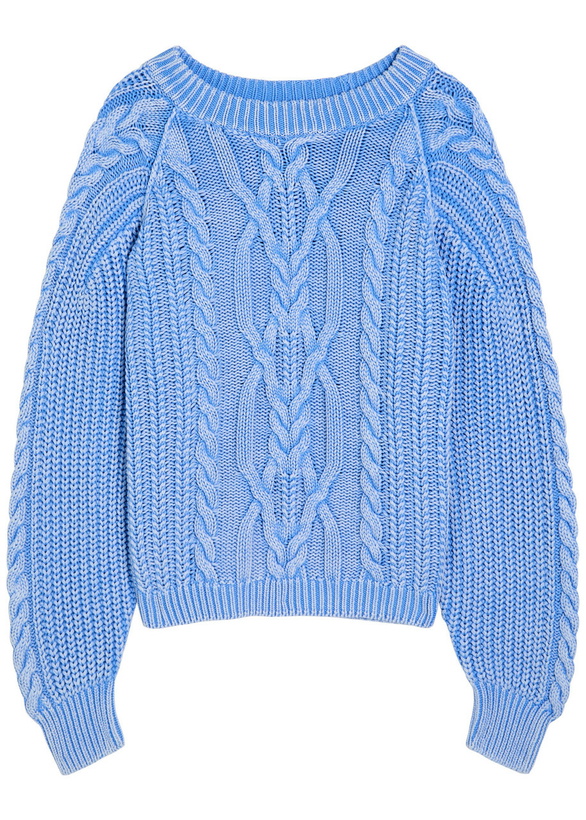 Photo: Free People Frankie Cable-knit Cotton Jumper Blue