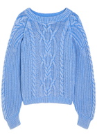 Free People Frankie Cable-knit Cotton Jumper Blue