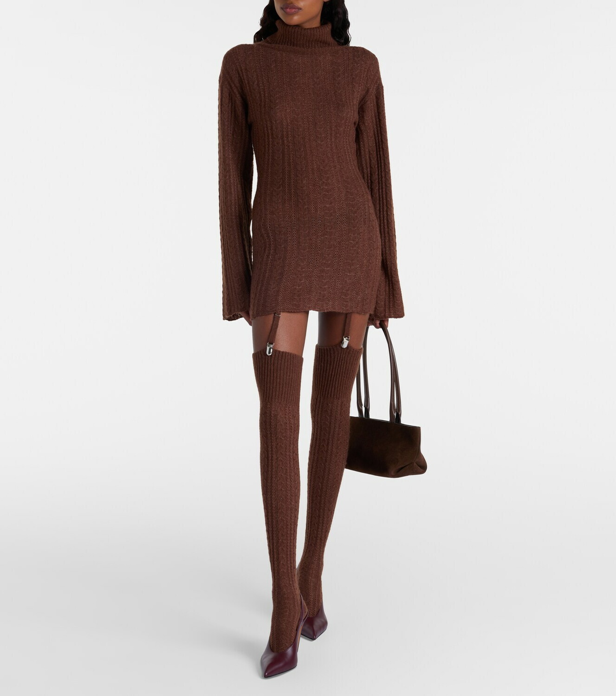 Aya Muse Belted semi-sheer minidress