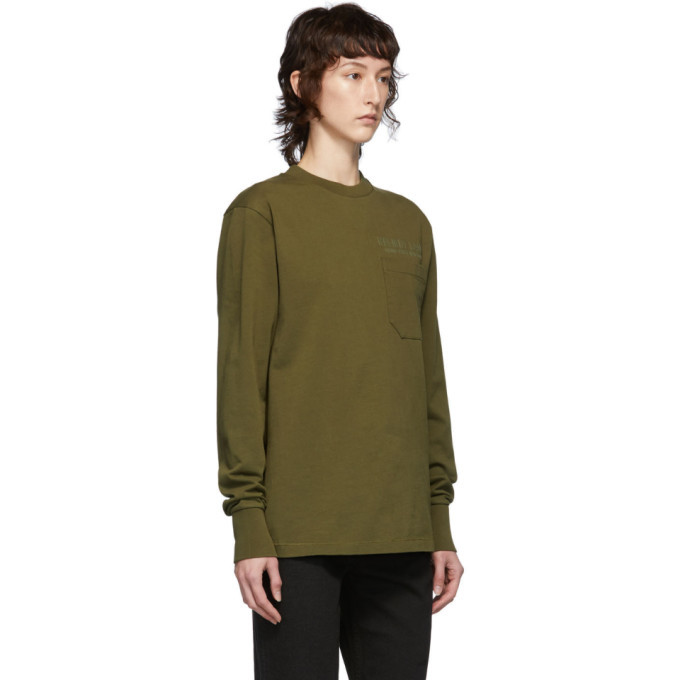 Helmut Lang Khaki Standard Monogram Long Sleeve T-Shirt Helmut Lang