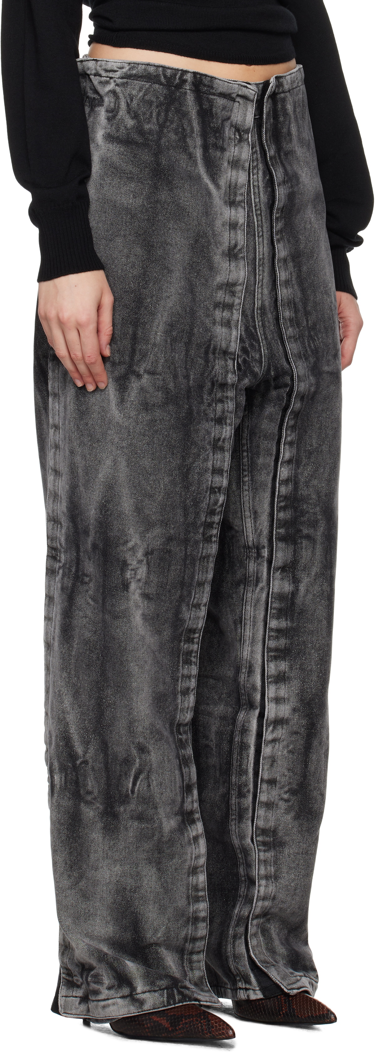 Y/Project Black Velcro Panel Jeans