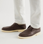 Loro Piana - Open Walk Cashmere-Trimmed Full-Grain Leather Boots - Brown