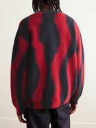 LOEWE - Jacquard-Knit Wool-Blend Cardigan - Red