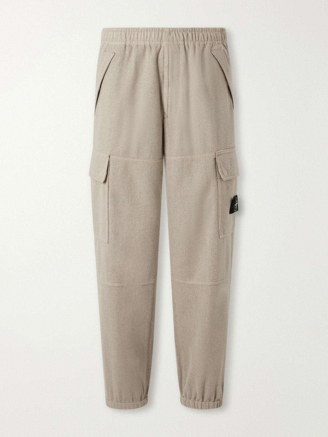 Stone Island - Garment-Dyed Wool-Blend Nylon Flannel-TC Cargo Sweatpants - Brown