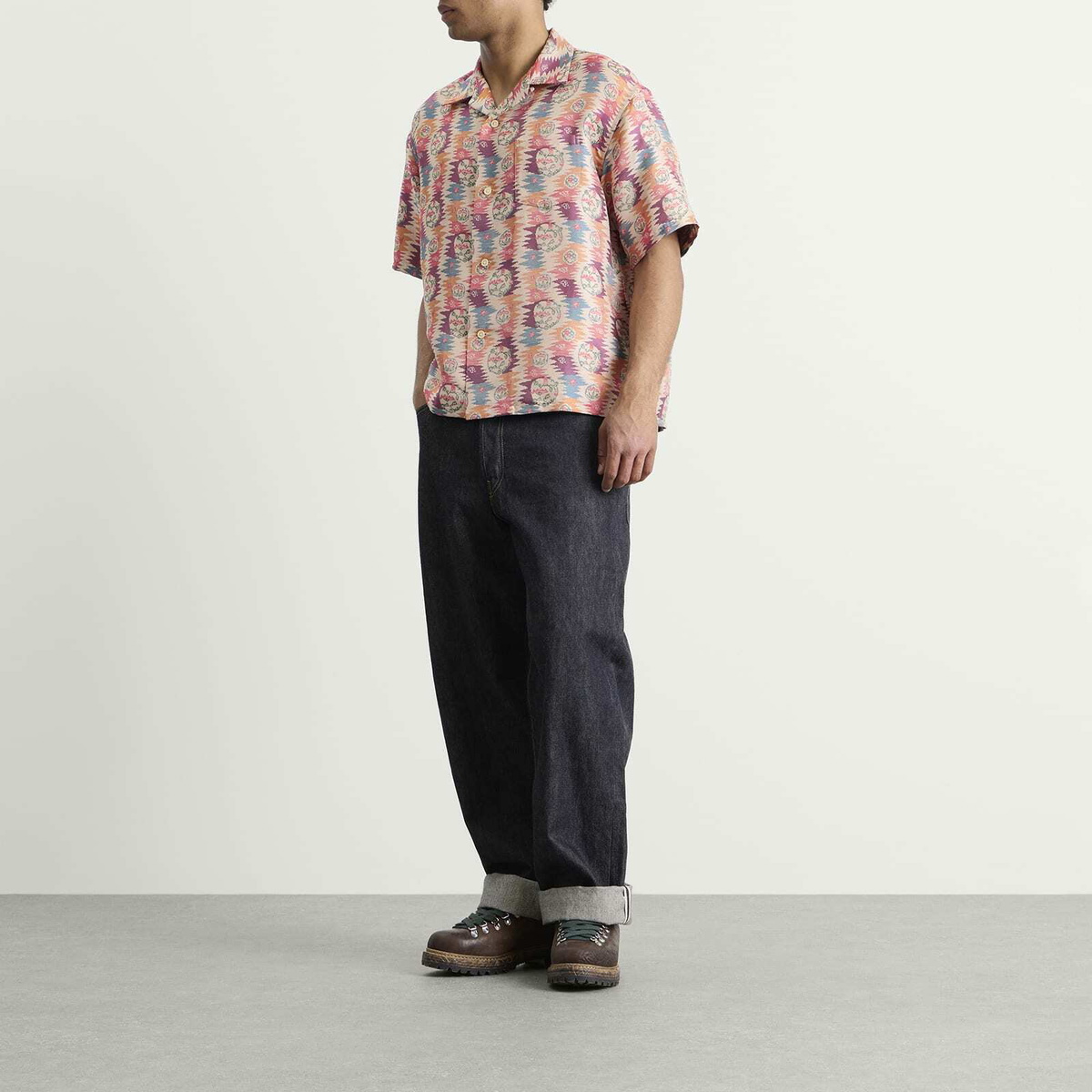 Visvim Men's Crosby Jacquard Silk Short Sleeve Shirt in Multi Visvim