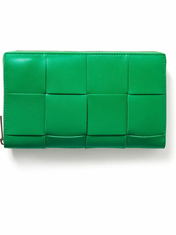Photo: Bottega Veneta - Intrecciato Leather Zip-Around Wallet - Green