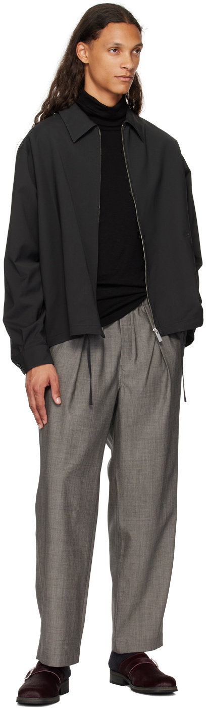 Róhe Gray Tapered Elasticated Pleated Trousers