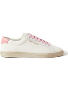 SAINT LAURENT - Andy Leather-Trimmed Logo-Print Canvas Sneakers - White