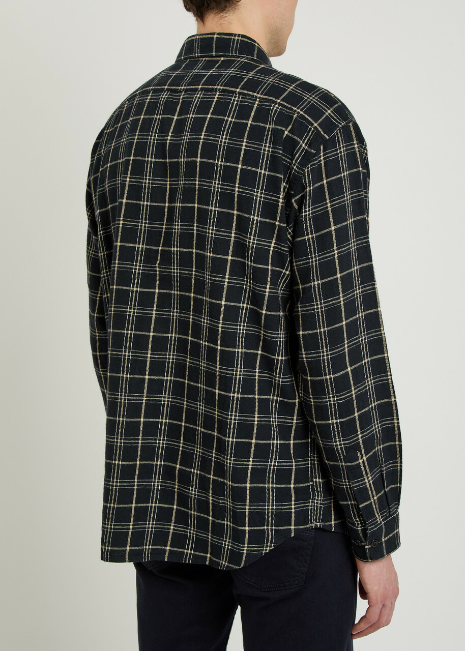 Nudie Jeans Checked Cotton and Linen-blend Shirt Black