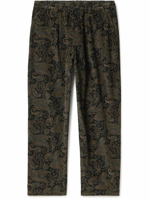 Photo: Universal Works - Tapered Paisley-Print Cotton-Corduroy Drawstring Trousers - Brown