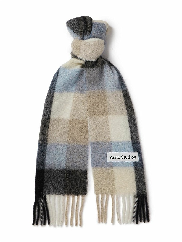 Photo: Acne Studios - Fringed Checked Knitted Scarf