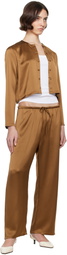 LESET Brown Barb Crop Drawstring Lounge Pants