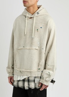 Maison mihara yasuhiro Distressed Layered-effect Hooded Cotton Sweatshirt White