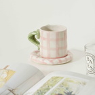 Damson Madder Women's Gingham Bow Mug in Pink Gingham 
