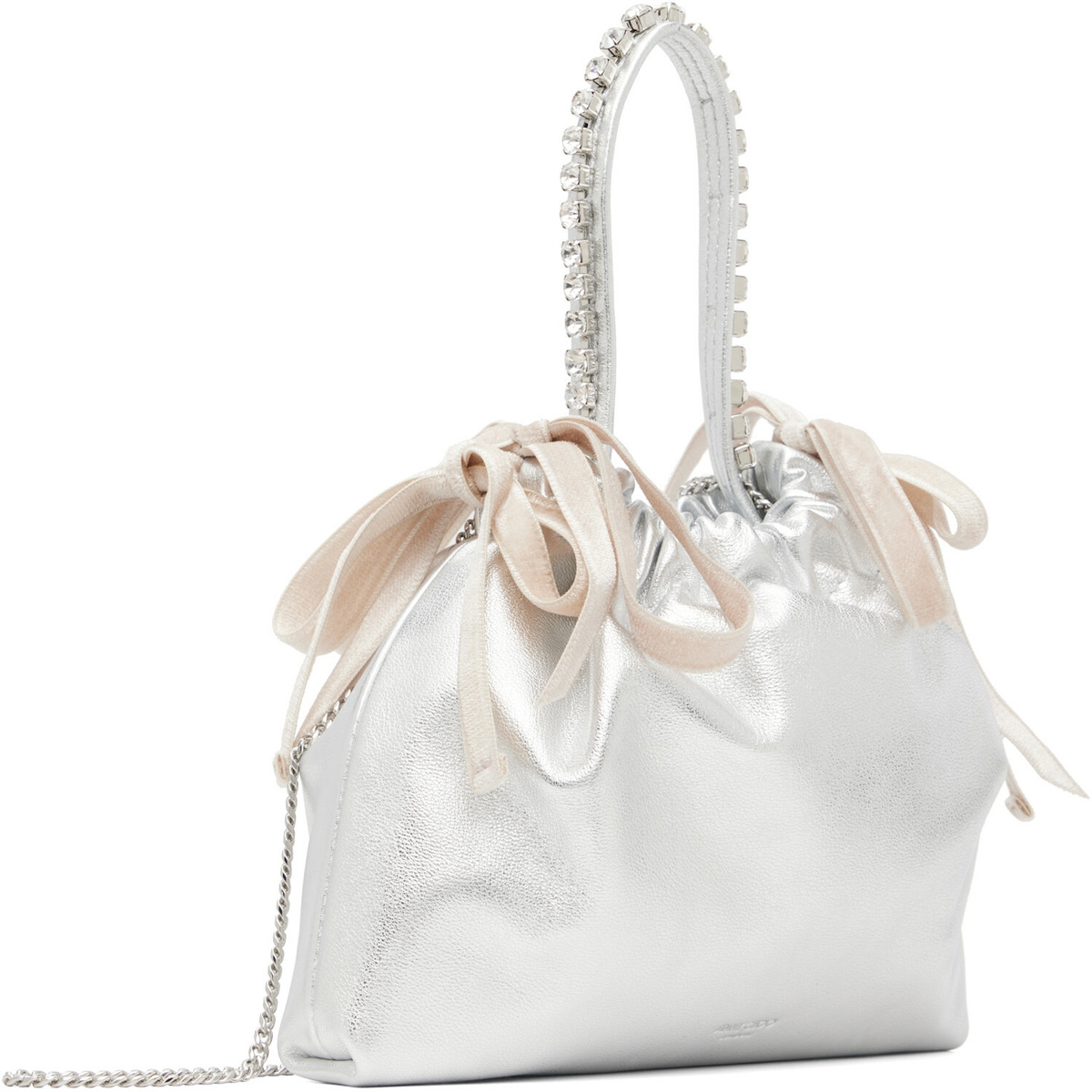 Jimmy Choo Silver Drawstring Mini Top Handle Bag