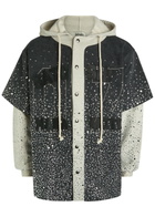 Satoshi Nakamoto Crystal-embellished Cotton Jacket Black Grey