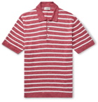 Altea - Striped Linen Polo Shirt - Red