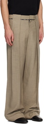 Balmain Taupe Pleated Trousers