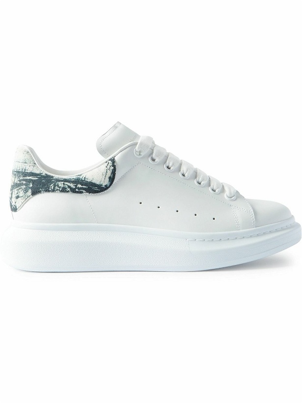 Photo: Alexander McQueen - Exaggerated-Sole Leather Sneakers - White