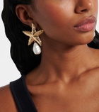 Self-Portrait Faux pearl-embellished gold-plated earrings
