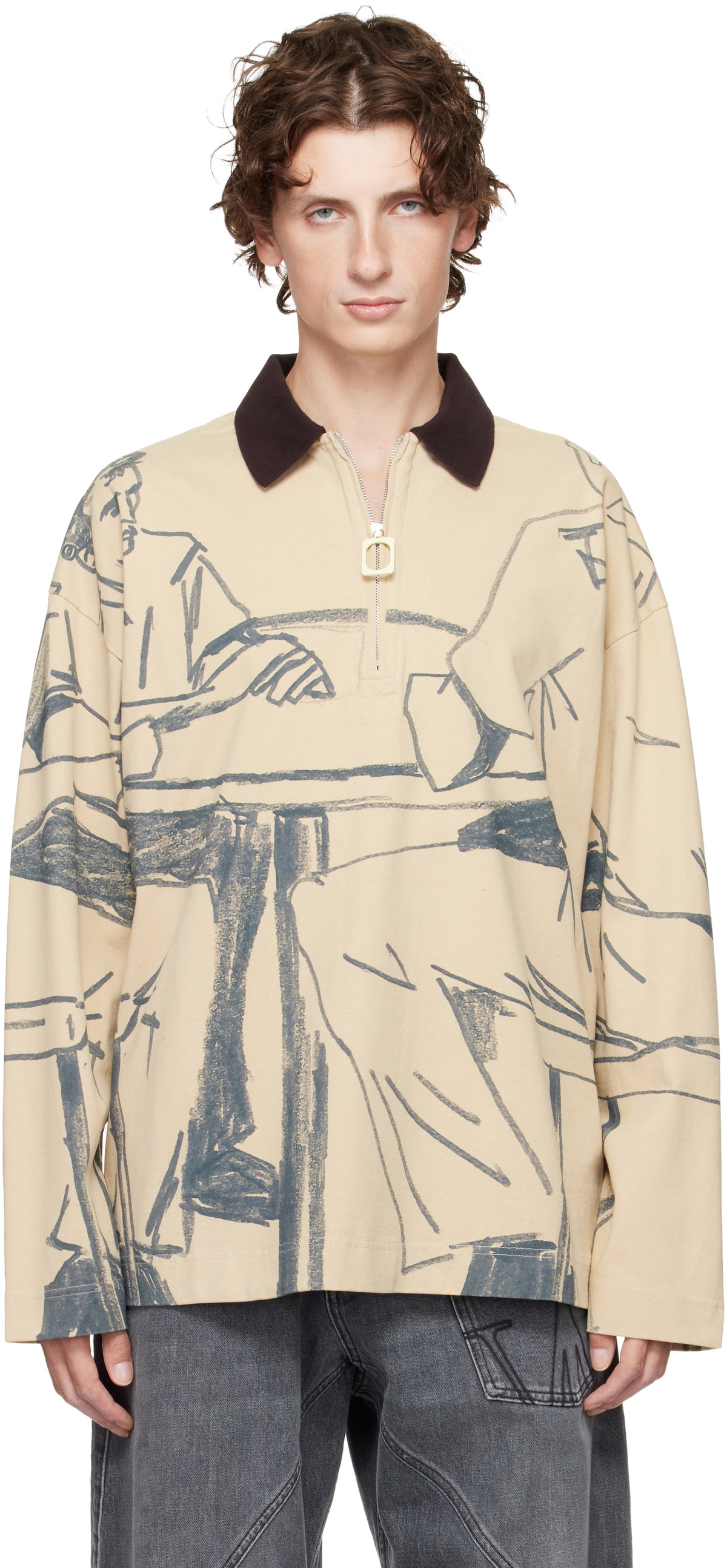 JW Anderson Navy and White Striped Neckband JW Anderson